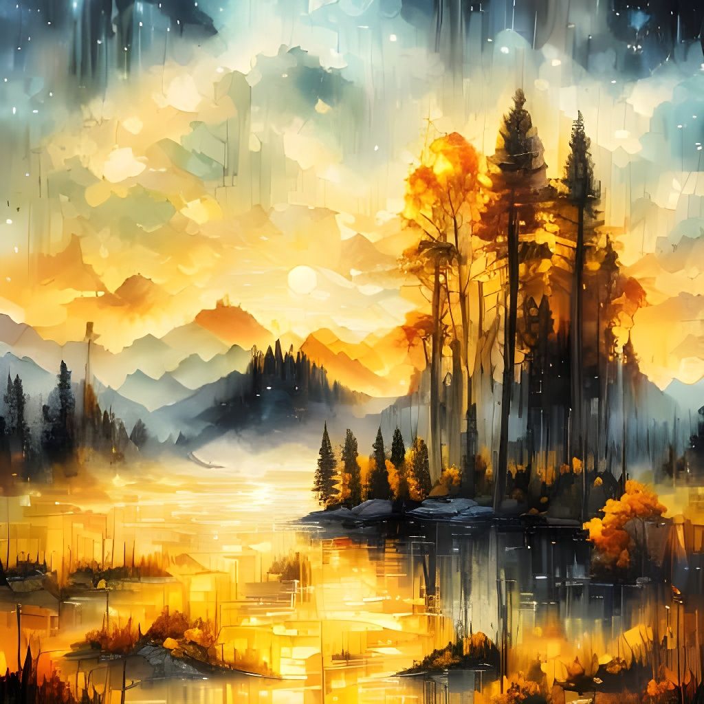 Northern lights over a lake, mysterious summer night. <lora:...