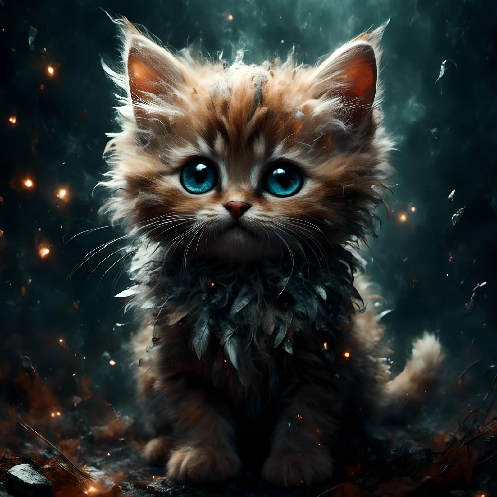 Ultra Realistic Cute Baby Cat with Fairy Dust Glow