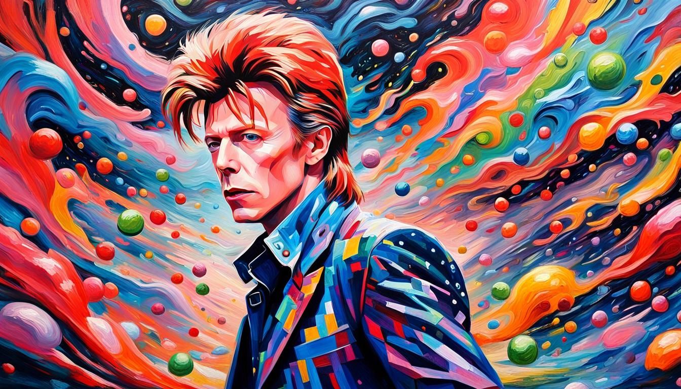 David Bowie Haunts a Space Station: Neo-Impressionist Oil Pa...