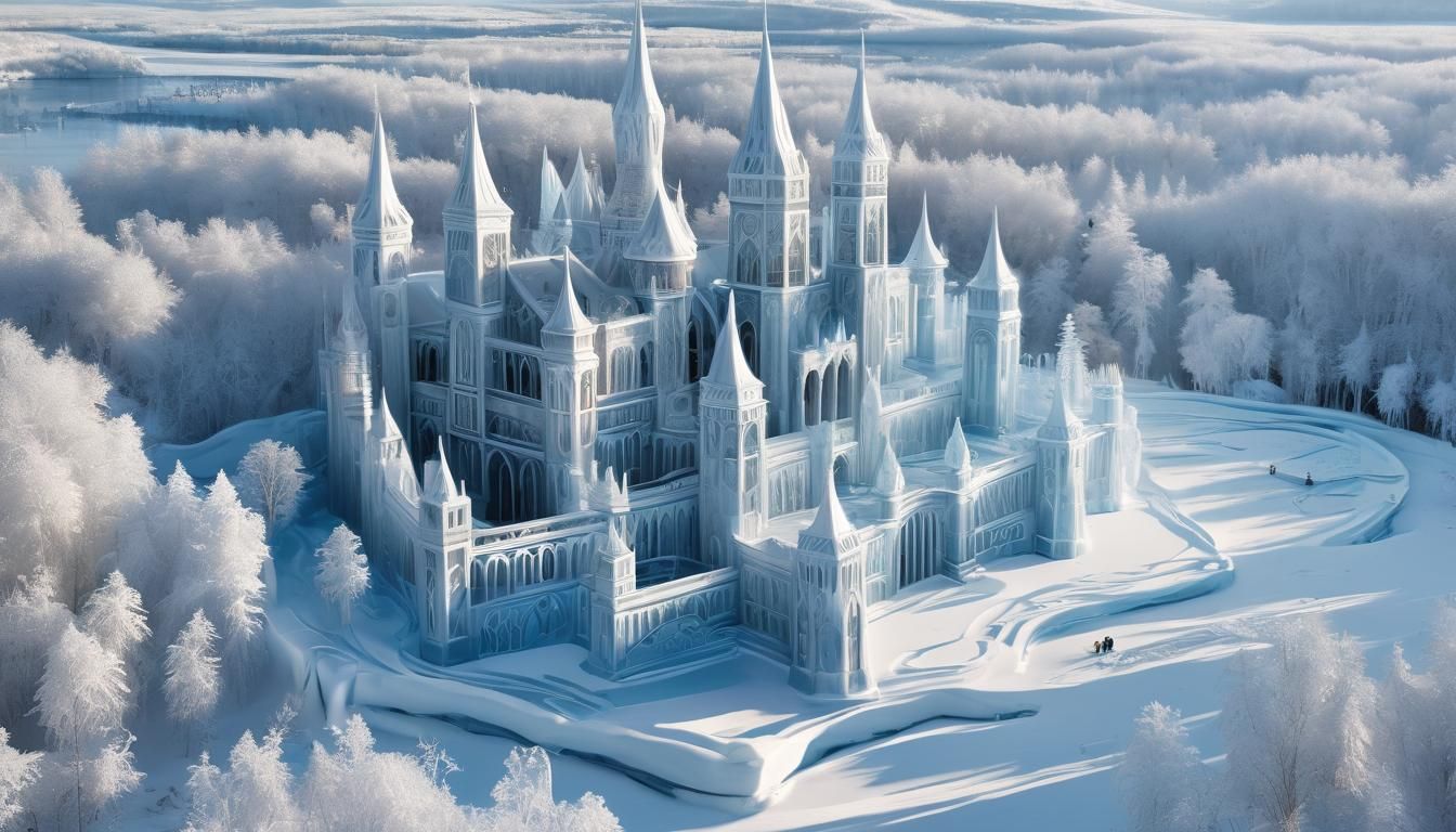 Ethereal Ice Palace on Frozen Tundra