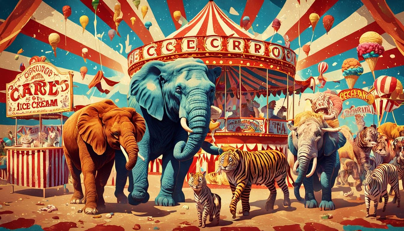 Vintage Circus Poster with Performing Animals