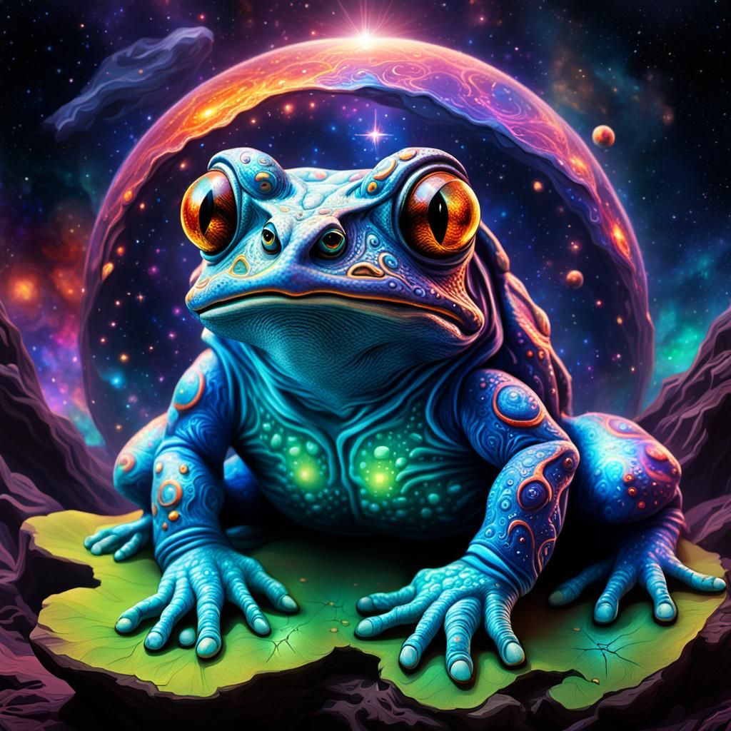 Cosmic Demonic Toad in Astral Holographic Style