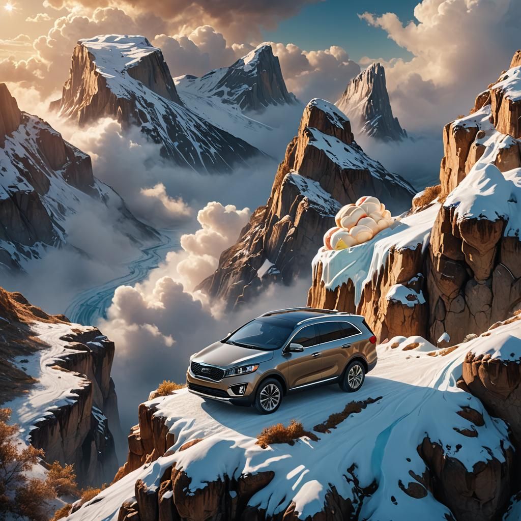 Kia Sorento Enjoys Ice Cream Cliffside View