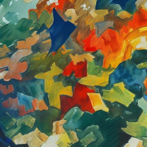 Abstract Gouache Composition in Impressionist Style