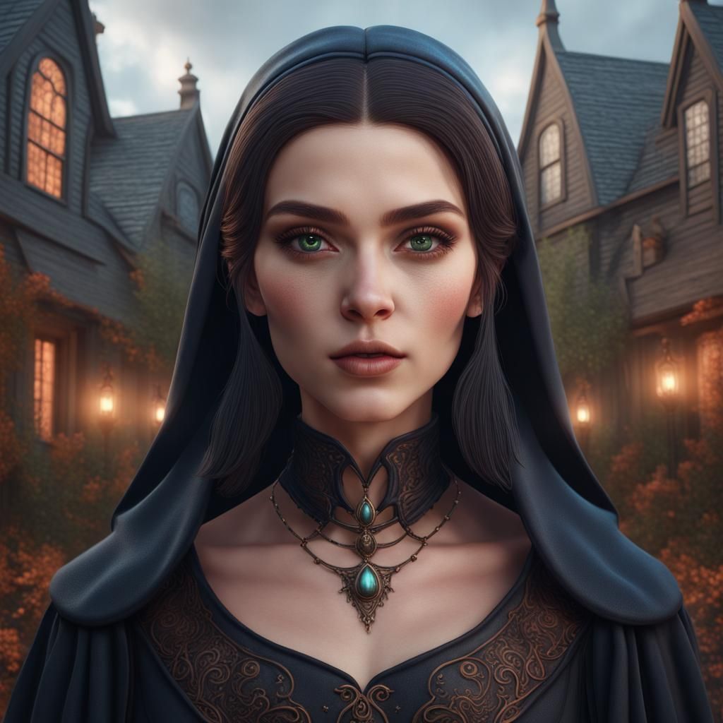 Young Witch in Salem: Detailed Fantasy Concept Art