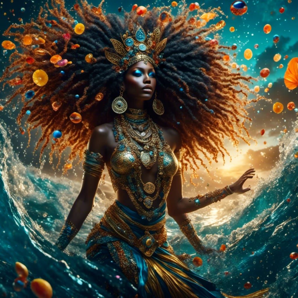 Mami Wata: Afro-Caribbean Goddess in Ethereal Light