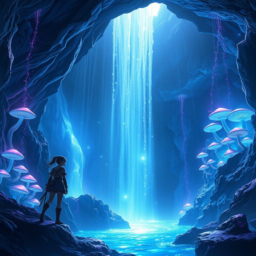 Ethereal Warrior in Crystal Cavern Radiant with Starlight