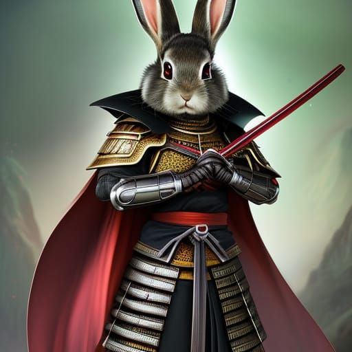 Samurai Rabbit in Anime Style Armor