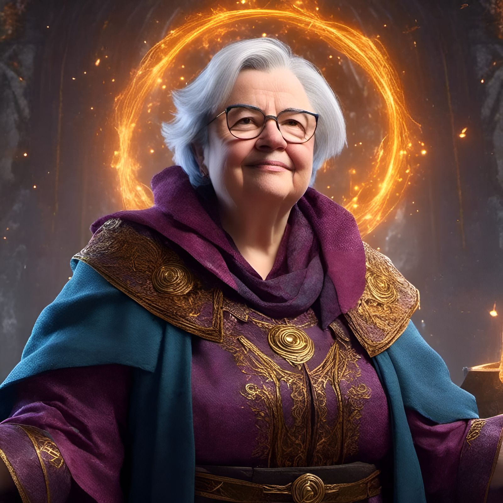 Powerful Sorcerer Portrait with Magical Effects