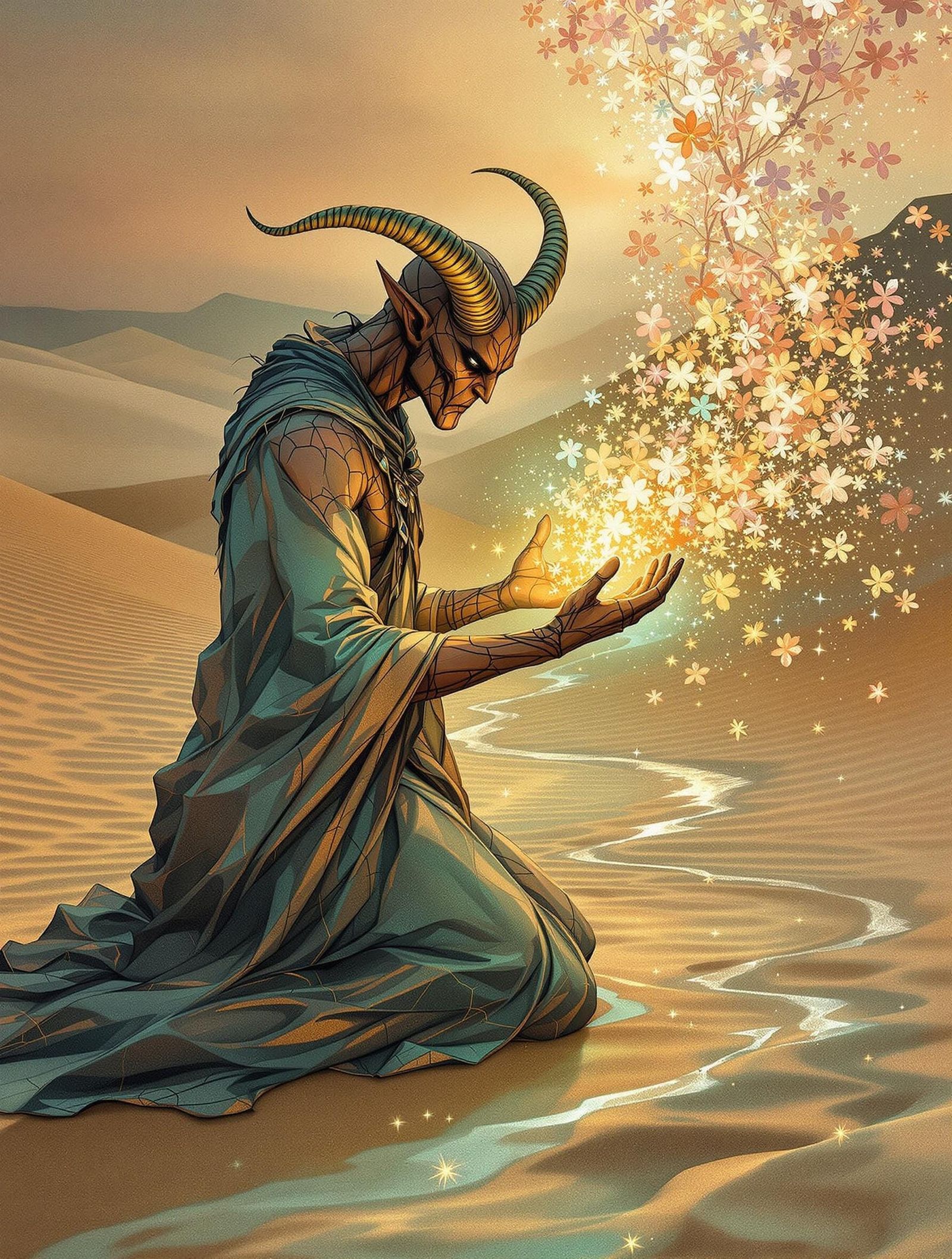 Ephemeral Garden of Hope in Barren Desert