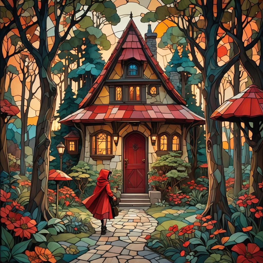 Little Red Riding Hood in Art Deco Forest