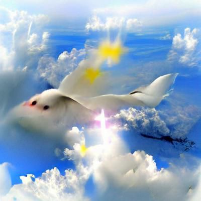 White Dove Flying in Divine Light