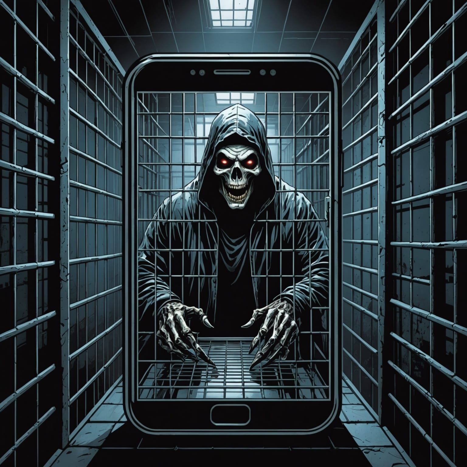 Dark Ghost Emerges from Cell Phone Screen