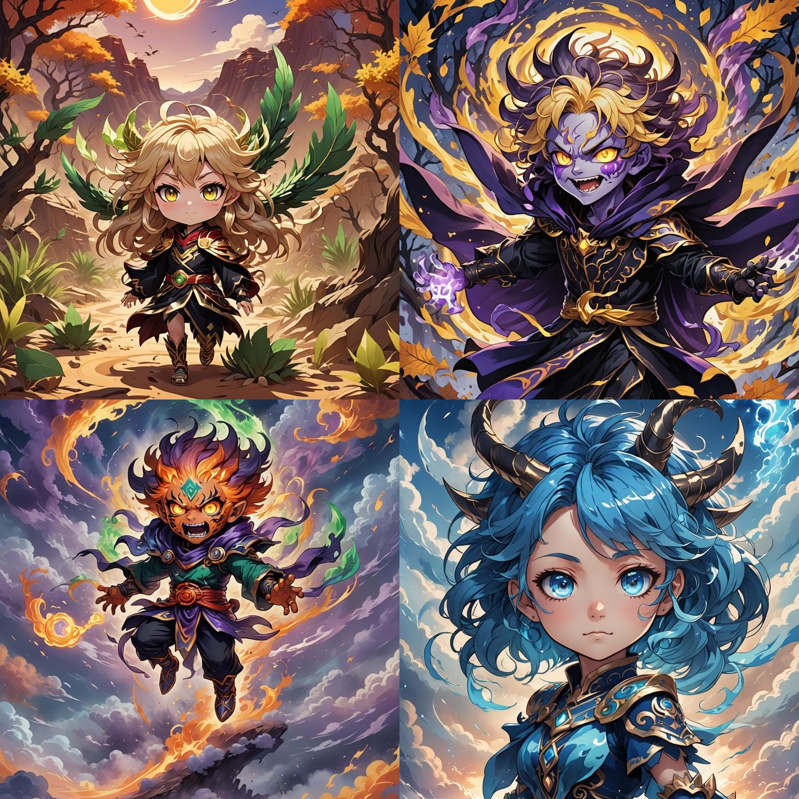 Chibi Demonic Wind Elemental in Anime Style