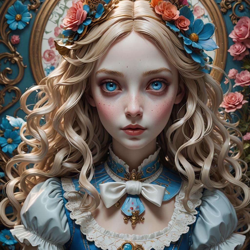 Detailed Porcelain Alice Doll Portrait
