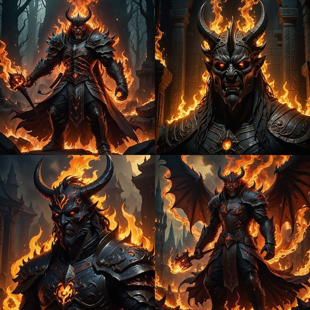Intricate Demon King in Fiery Realm