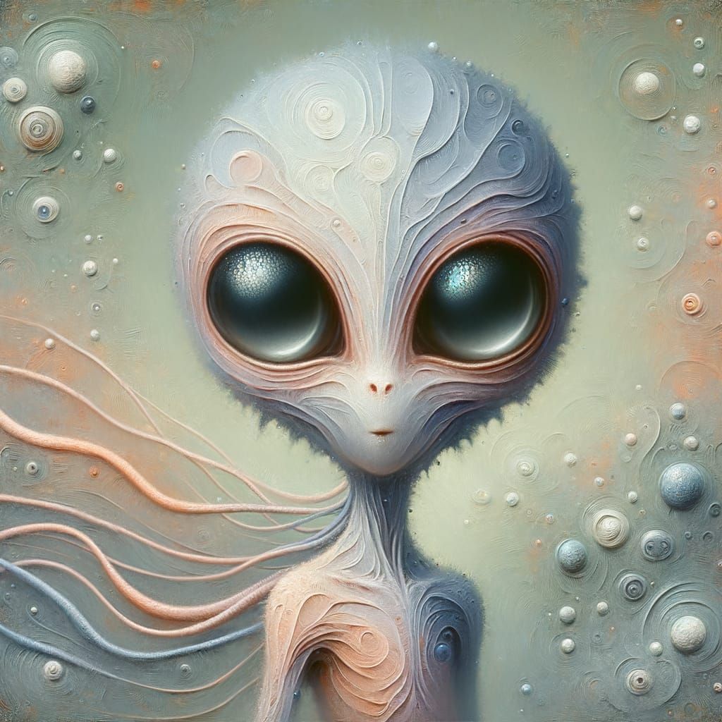Ethereal Alienoid in Dreamlike Oil Painting