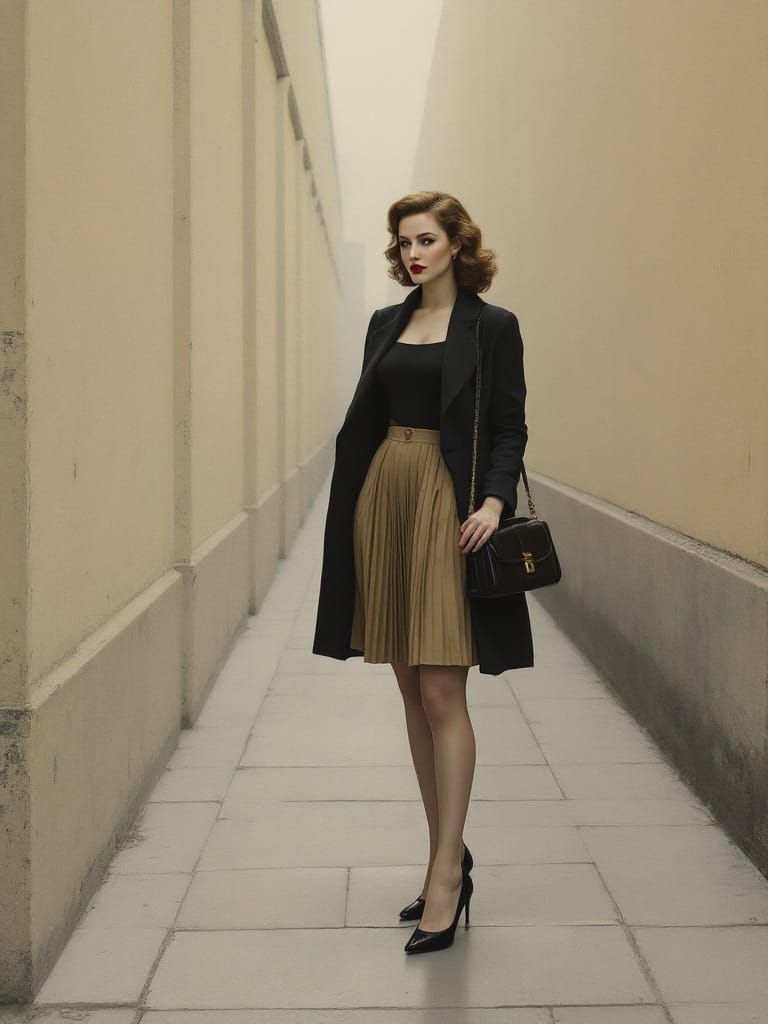 Pin-Up Woman in Textured Cityscape