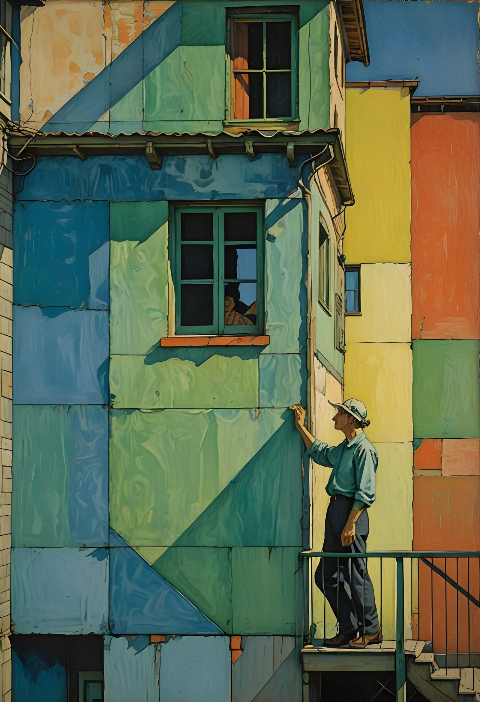 Blue and Green Walls Collage in Mixed Styles