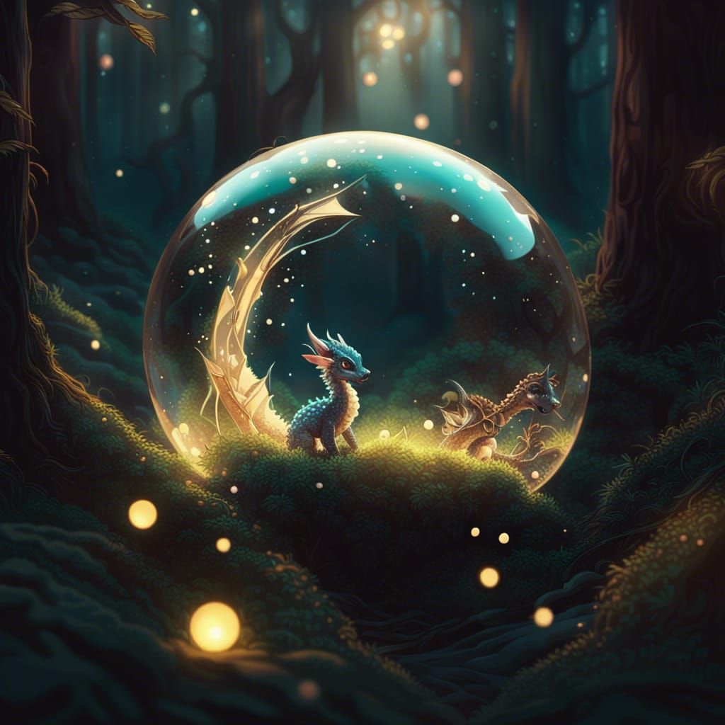 Enchanted Forest Spheres: Baby Dragons in Glass