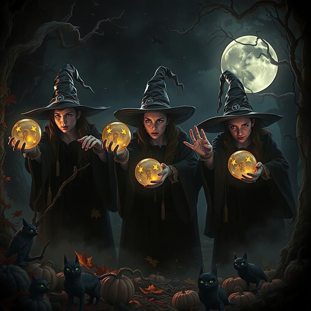 Witches Catching Souls on Halloween Night
