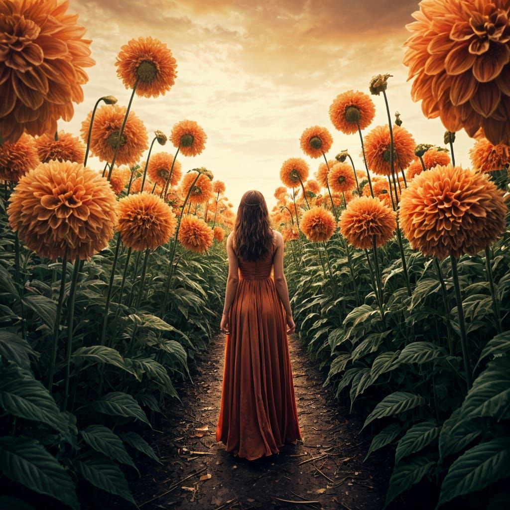 Enchanting Surreal Garden Scene in Painterly Style