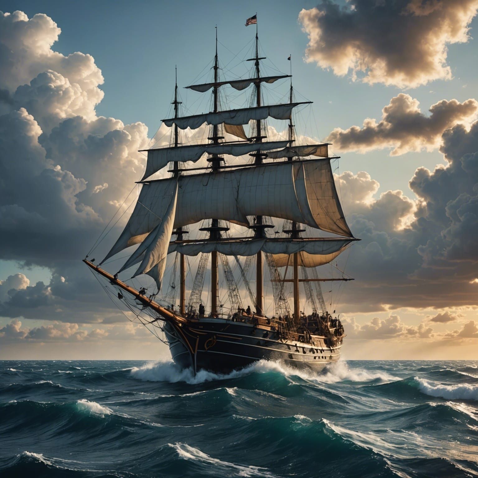 Sunken Sailing Ship Wreck with Coral and Fish