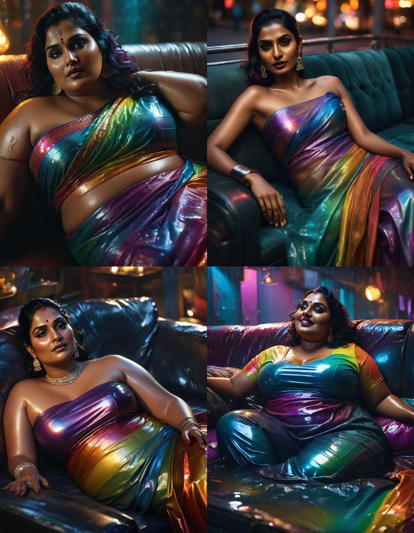 Curvy Indian Model in Wet Latex Saree