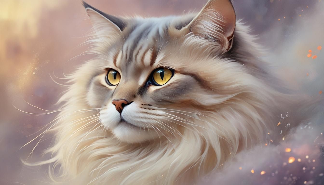 Mystical Cat Portrait in Ethereal Fantasy Style