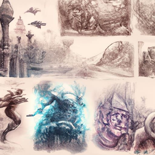 Detailed Pencil Sketches in Fantasy Concept Art Style