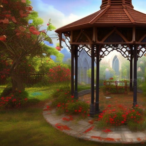 Church Courtyard Youth Service in Detailed Matte Painting