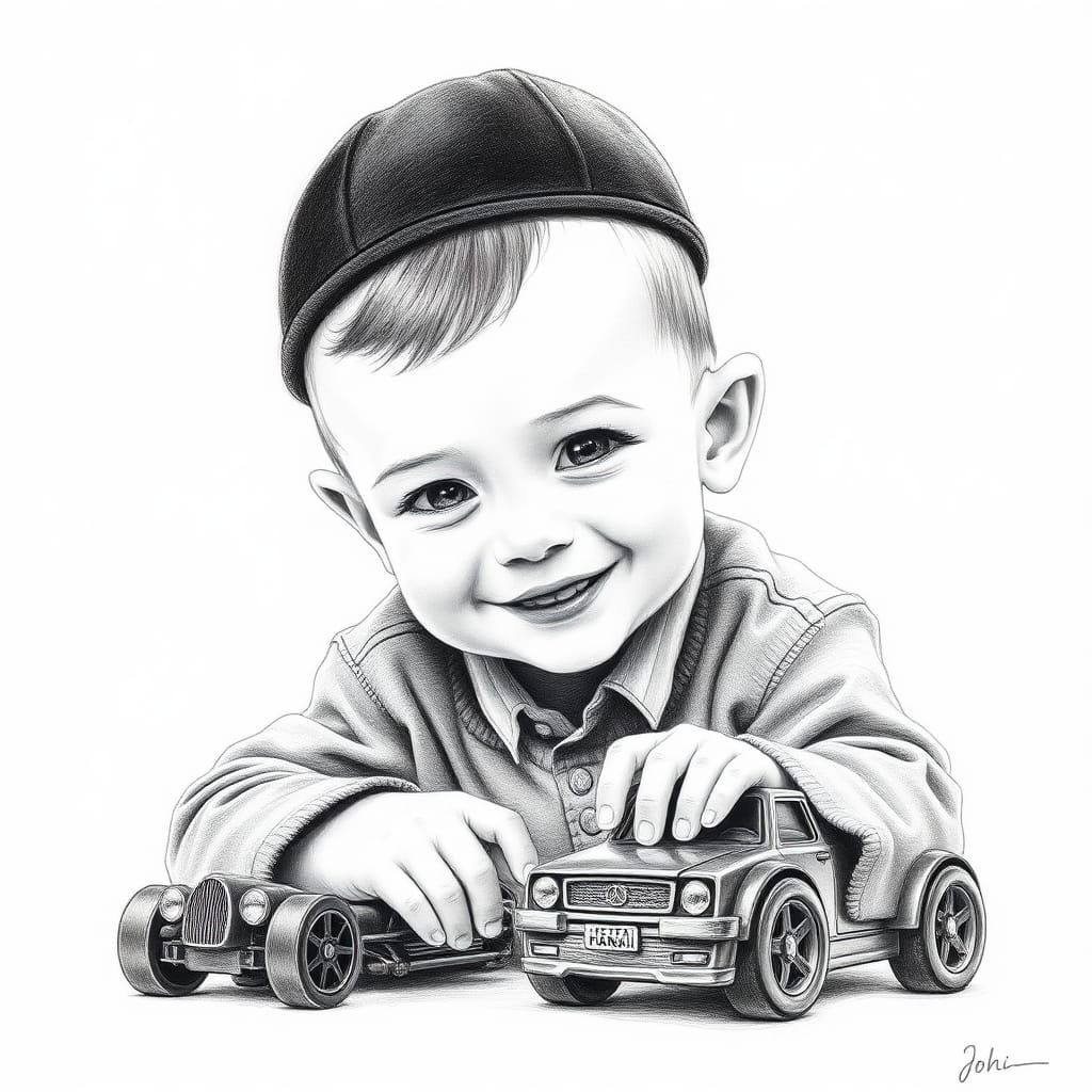 Charming Pencil Drawing of a Smiling Boy