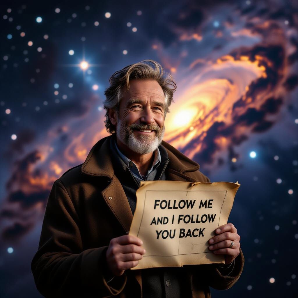 Man Gazing at Nebula with Follow Me Chart