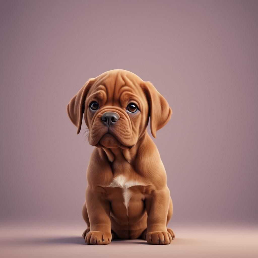 Cute Cartoon Dogue De Bordeaux Puppy in 3D