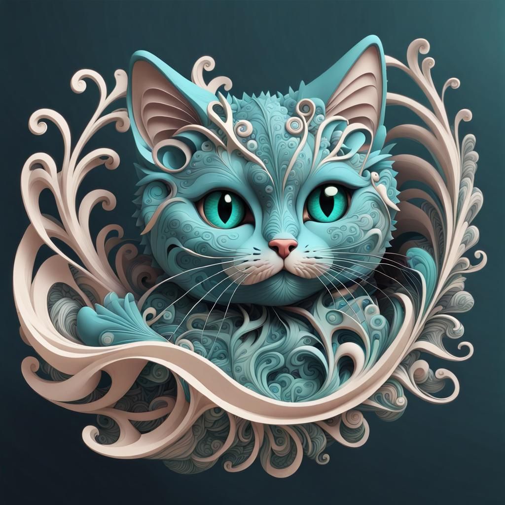 Cute Cats on Mobility Track in Abstract Style
