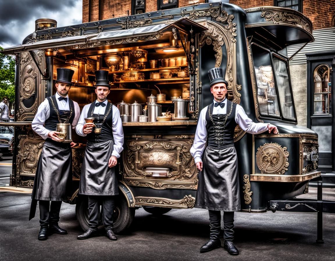 Steampunk Food Truck with Victorian Waitresses