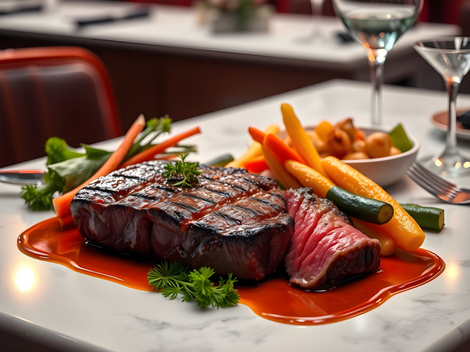 Hyperrealistic Steak and Vegetables in High Definition
