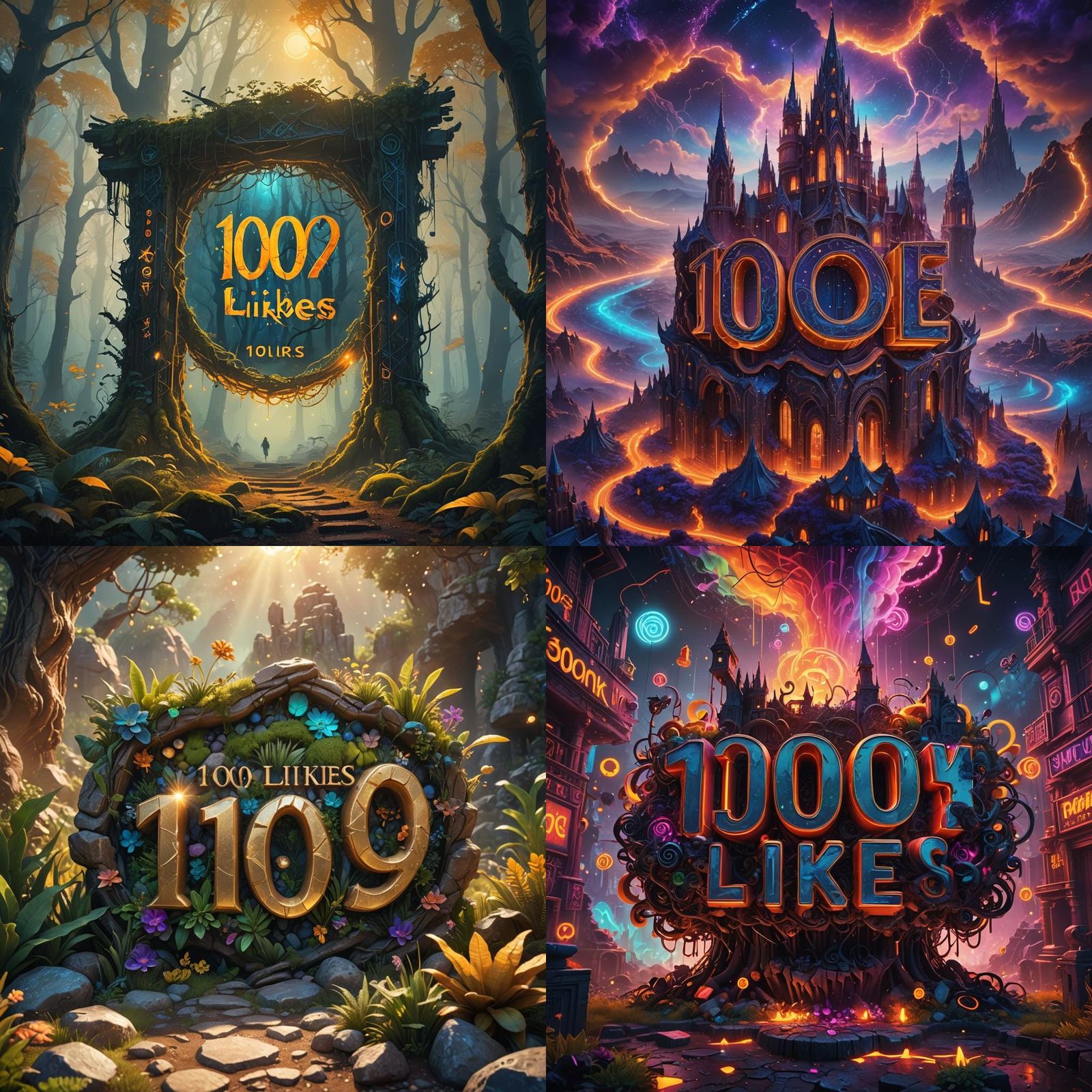 Sign Displaying 100 Likes in Detailed Matte Painting