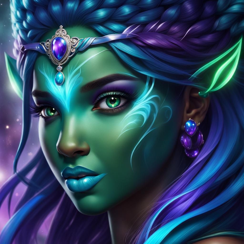 Charming Avatar with Vibrant Hair in Splash Art Style