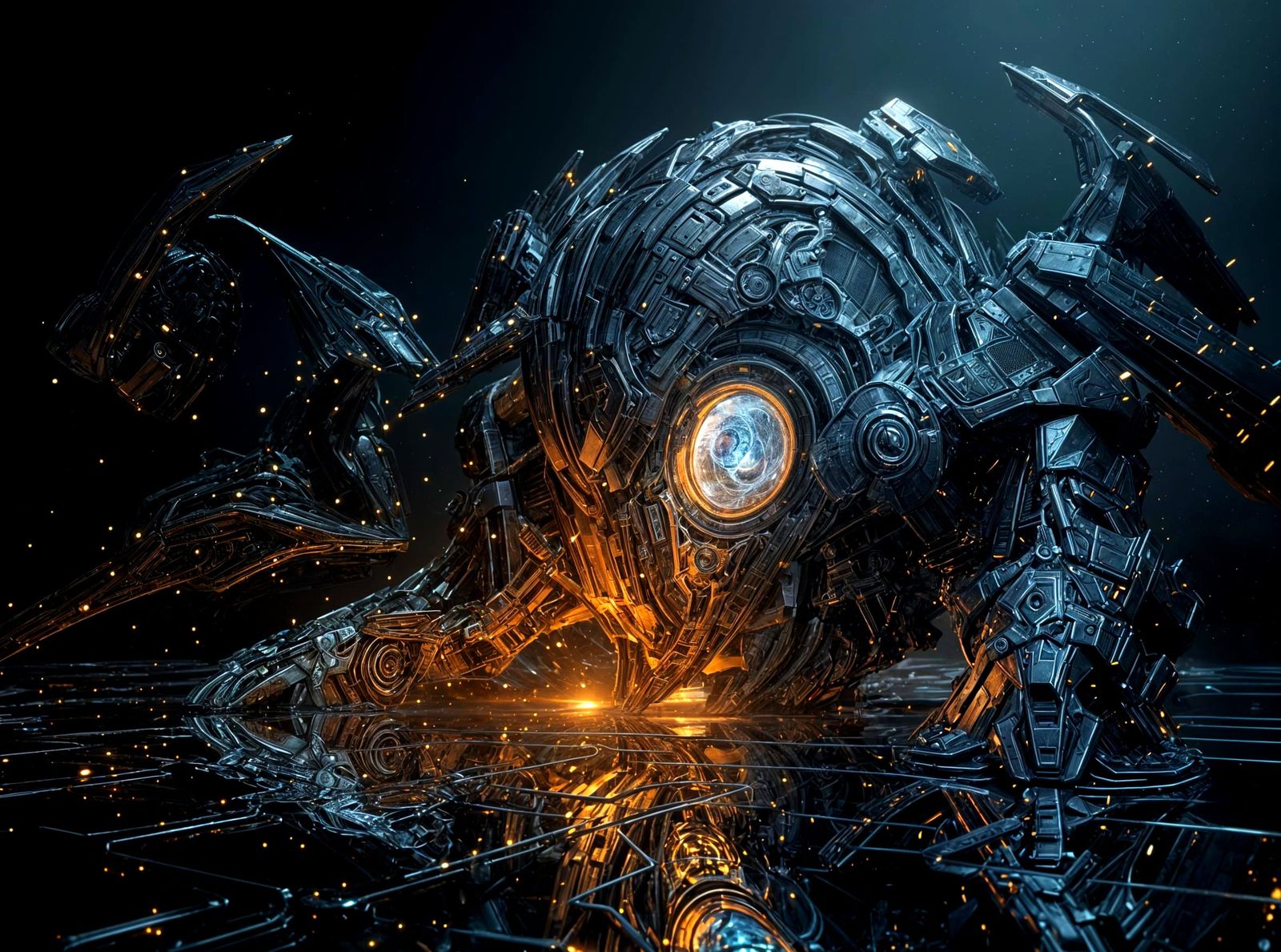 Detailed Sci-Fi Mech in Cinematic Style