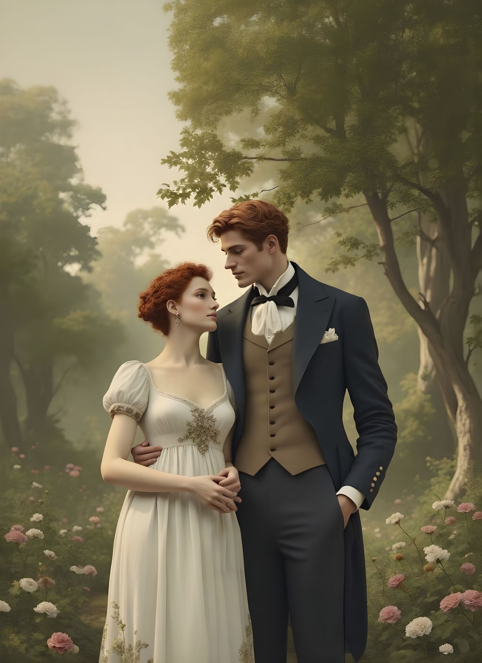 Regency Couple in the Garden