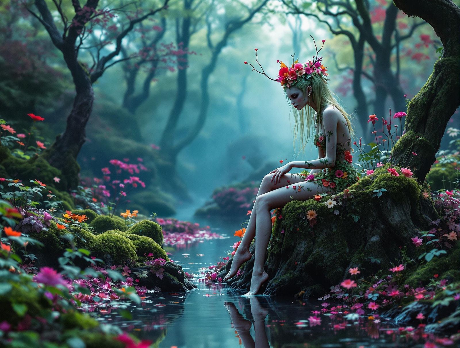 Surreal Fairy Monster Dips Toes in Creek