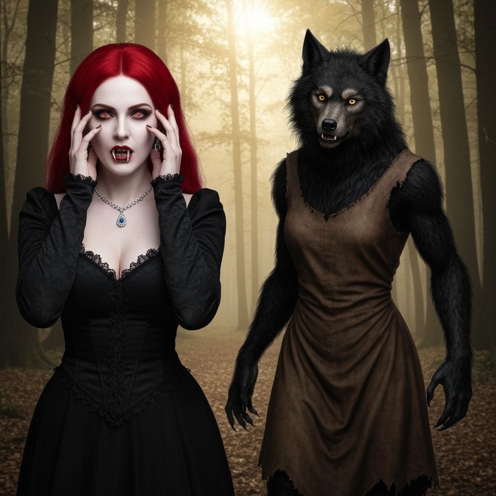 Werewolf Advances as Vampire Flees at Dawn