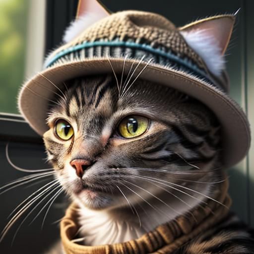 a realistic image of a cat in a hat