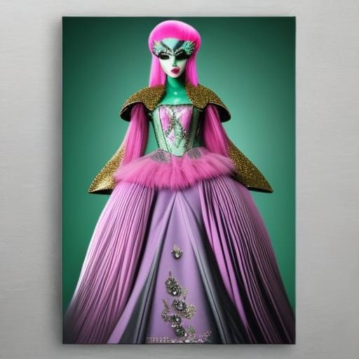 Green Emo Alien in Haute Couture Style