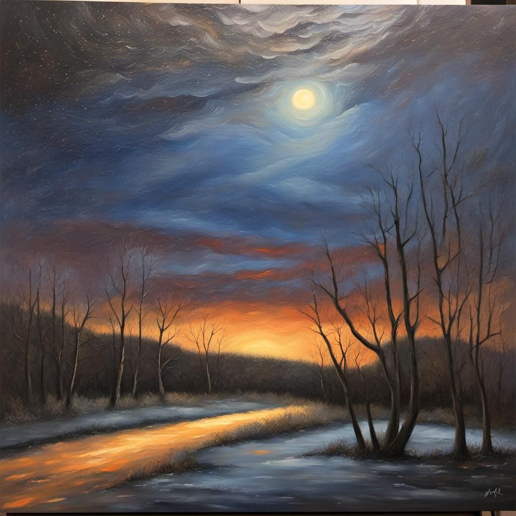 Dramatic Oil Painting of the Longest Night