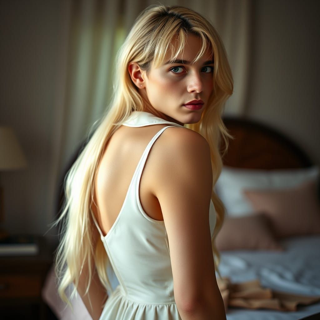 Androgynous Youth in Elegant Minidress