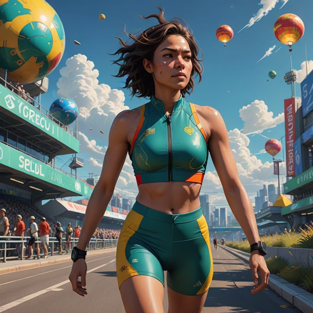 Vibrant Latino Cyclist in Colorful Athletic Wear