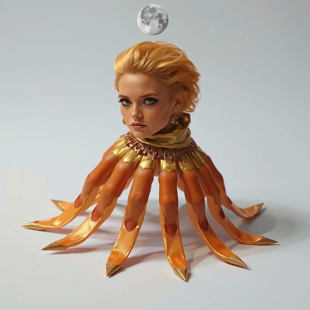 Glamorous Woman in Tattered Luxury on Windswept Moor