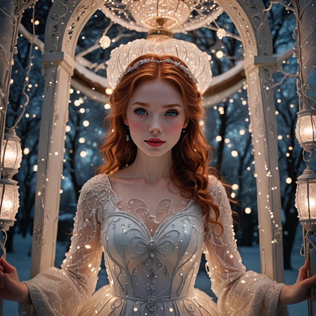 Auburn Haired Girl in Icy Lantern, Digital Painting